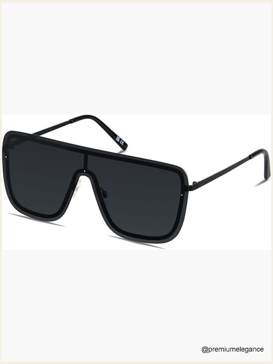 Rimless Oversized Square Sunglasses, Flat Top Shield Frameless main image 4